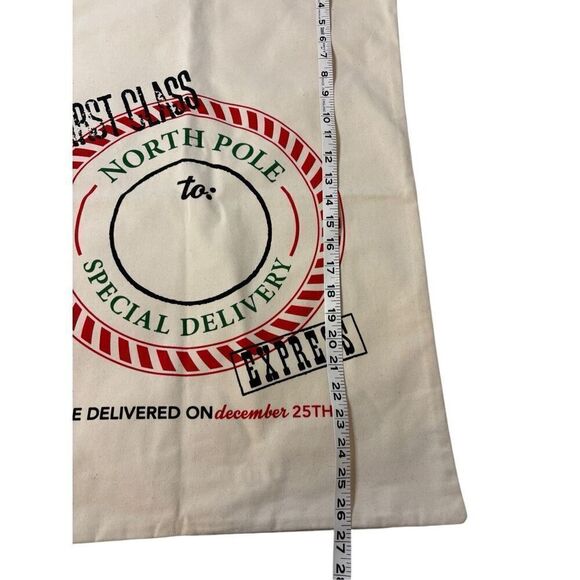 NWOT large canvas Christmas Santa sack with drawstring. - Picture 3 of 4
